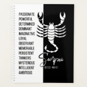 Scorpio Zodiac Sign., zwart-wit Planner (Voorkant)