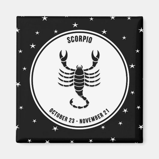 Scorpio Zodiac Sign., Zwart-witmagneet Magneet (Voorkant)
