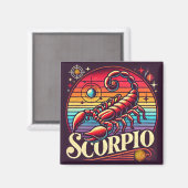 Scorpio Zodiac Square Magnet Retro Magneet (Voorkant / Achterkant)