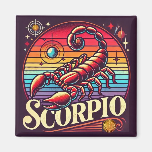 Scorpio Zodiac Square Magnet Retro Magneet (Voorkant)