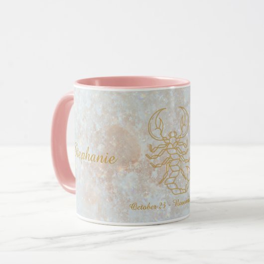 Scorpio Zodiac Star Sign Galaxy Monogram Glitter Mok (Voorkant links)