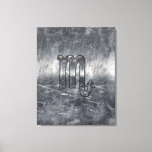 Scorpio Zodiac Symbol in Grunge Metallic Style Canvas Afdruk (Voorkant)