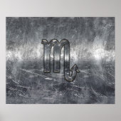 Scorpio Zodiac Symbol in Grunge Metallic Style Poster (Voorkant)