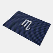 Scorpio Zodiac Symbol Navy Blue Carbon Style Deurmat (Schuin)