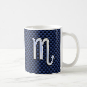 Scorpio Zodiac Symbol Navy Blue Carbon Style Koffiemok