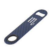 Scorpio Zodiac Symbool navy blue koolstofvezel sti Speed Flessenopener (Voorkant Gekanteld)