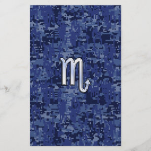 Scorpio Zodiac Symbool op Navy Blue Camo Briefpapier