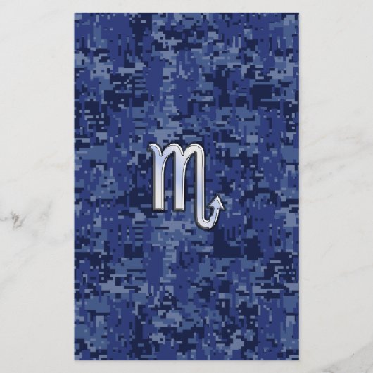 Scorpio Zodiac Symbool op Navy Blue Camo Briefpapier (Voorkant)