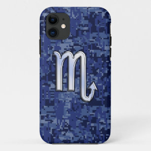 Scorpio Zodiac Symbool op Navy Blue Camo iPhone 11 Hoesje