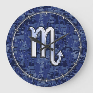 Scorpio Zodiac Symbool op Navy Blue Camo Grote Klok