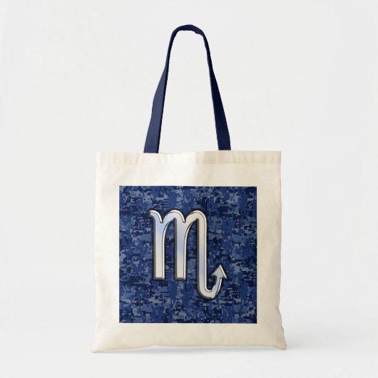 Scorpio Zodiac Symbool op Navy Blue Camo Tote Bag (Voorkant)