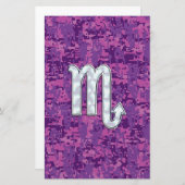 Scorpio Zodiac-symbool op roze digitale camo Briefpapier (Voorkant / Achterkant)