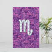 Scorpio Zodiac-symbool op roze digitale camo Briefpapier (Staand voorkant)