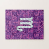 Scorpio Zodiac-symbool op roze digitale camo Legpuzzel (Horizontaal)