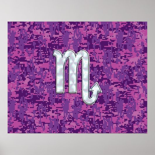 Scorpio Zodiac-symbool op roze digitale camo Poster (Voorkant)