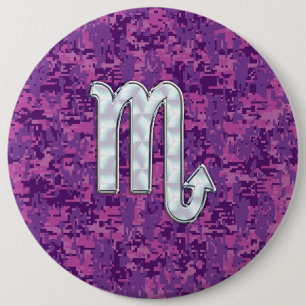 Scorpio Zodiac-symbool op roze digitale camo Ronde Button 6,0 Cm