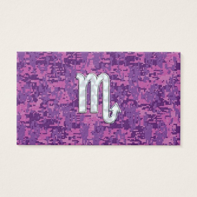 Scorpio Zodiac-symbool op roze digitale camo Visitekaartjes (Voorkant)