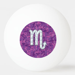 Scorpio Zodiac-symbool op roze digitale camouflage Pingpongballen