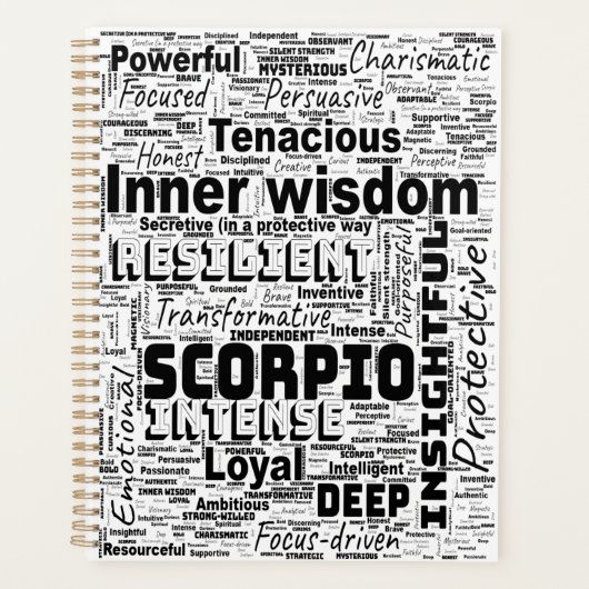 Scorpio Zodiac Word Cloud Inspiration Planner (Voorkant)