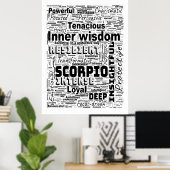 Scorpio Zodiac Word Cloud Inspiration Poster (Bureau à domicile)