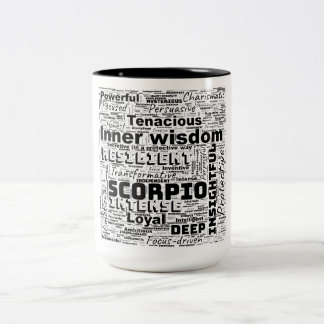 Scorpio Zodiac Word Cloud Inspiration Tweekleurige Koffiemok