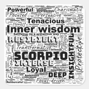 Scorpio Zodiac Word Cloud Inspiration Vierkante Sticker