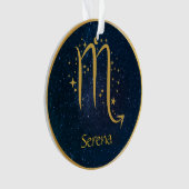 Scorpio zodiasymbool gouden blauwe sterren geperso ornament (voorkant)