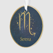 Scorpio zodiasymbool gouden blauwe sterren geperso ornament (voorkant)