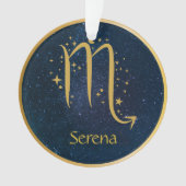 Scorpio zodiasymbool gouden blauwe sterren geperso ornament (voorkant)