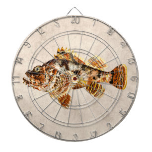  Scorpion vis - Antiek Hawaiiaanse afdruk Dartbord