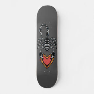 Scorpion Zodiac Sign Heart Love Dark Grey Elegant Skateboard