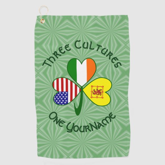 Scot Rampant USA Ireland Flags Shamrock Personal Golfhanddoek (Voorkant)