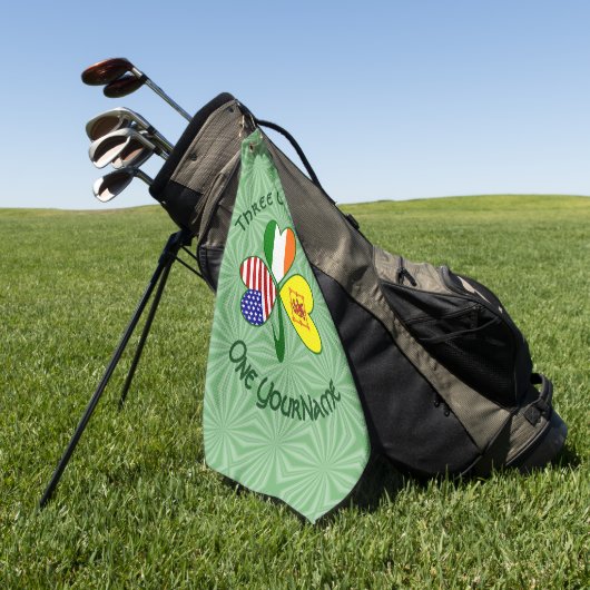 Scot Rampant USA Ireland Flags Shamrock Personal Golfhanddoek (Groen)
