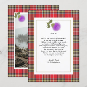 Scotch Clan Tartan bruiloft gedicht Dank u foto Kaart