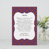 Scotch Clan Tartan Wedding Poem Dank je wel (Staand voorkant)