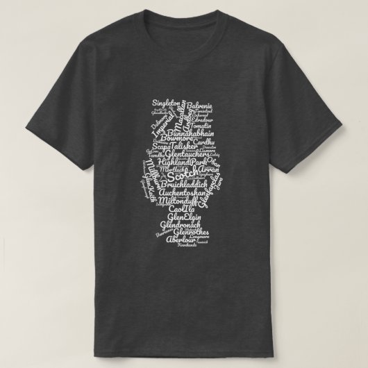 Scotch word cloud - wit op donker t-shirt (Design voorkant)