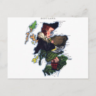 Scotland Caricature Map Briefkaart