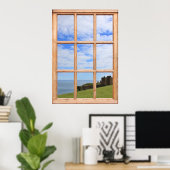 Scotland Castle, Sky and Ocean Uitzicht vanuit een Poster (Thuiskantoor)