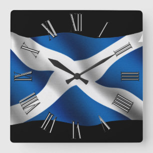 SCOTLAND Flag Proud Scots Patriotic Wall Clock Vierkante Klok