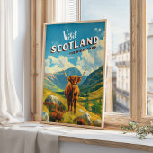 Scotland Highlands Vintage voyage Poster Cow