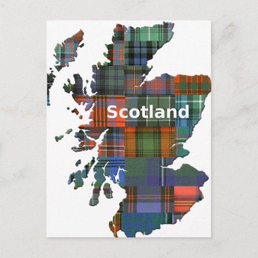 Scotland Map Multi Tartan Briefkaart (Voorkant)