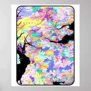 Scotland Map Scottish Clan Names Locations Afbeeld Poster