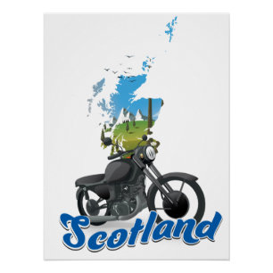 Scotland Motorcycle map reisposer Perfect Poster