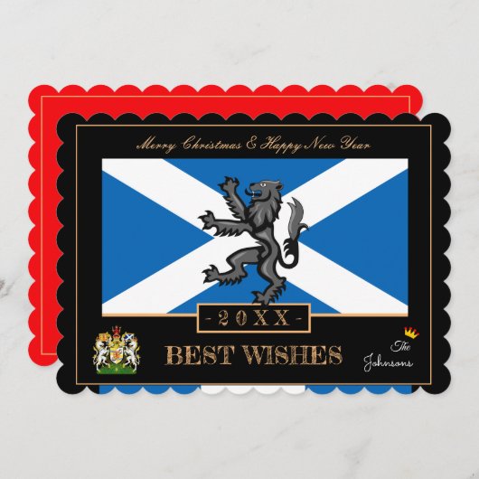 Scotland New Year Card, Rampant, Scottish Flag Feestdagenkaart (Voorkant / Achterkant)