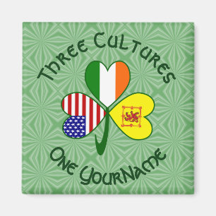 Scotland Rampant USA Ireland Flags Shamrock Name Magneet