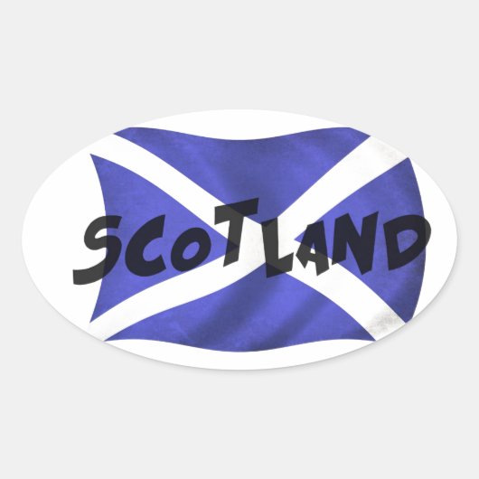 Scotland Wavy Flag Ovale Sticker (Voorkant)