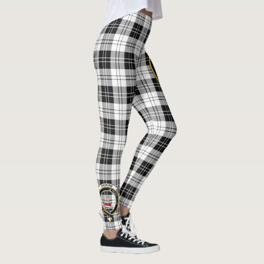 Scotstee Clan Erskine Black en White Crest Tartan Leggings (Rechts)