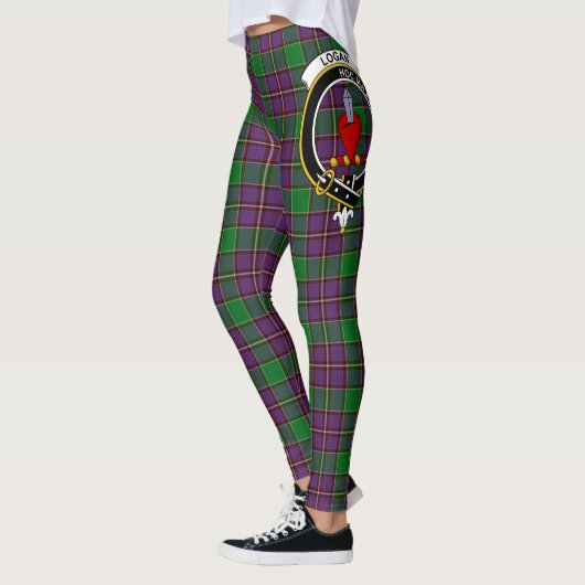Scotstee Clan Logan Crest Tartan Femmes Leggings (Gauche)