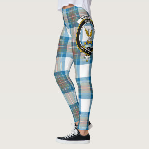 Scotstee Clan Stewart Muted Blue Crest Tartan Wome Leggings