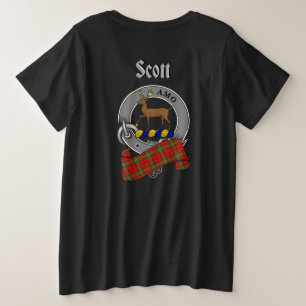 Scott Clan Badge & Tartan (terug) Grote Maat T-shirt